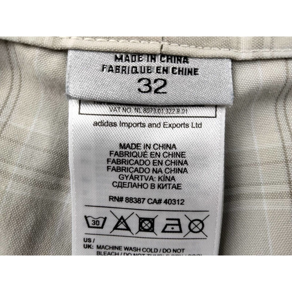 Adidas Shorts Mens 32 Tan Plaid Casual Summer Outdoors Sports Golf Logo Men - Picture 3 of 9